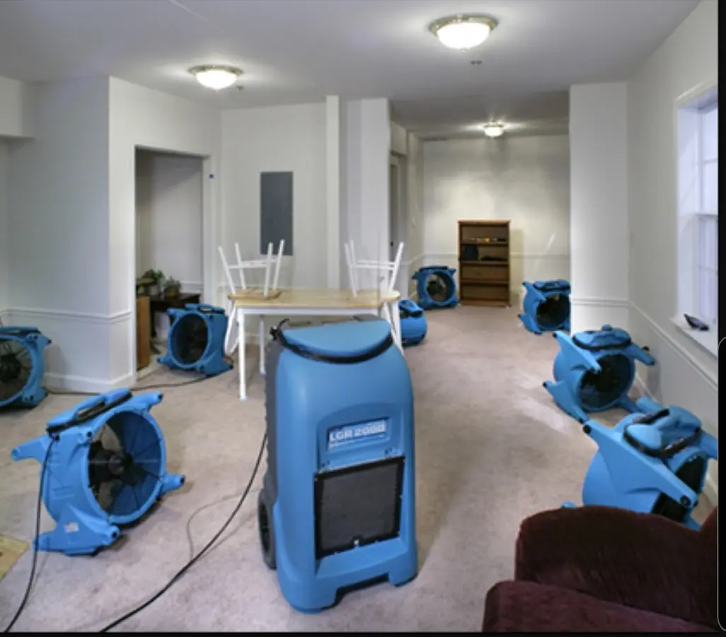 Air movers and dehumidifier setup for Water Extraction & Removal in Milford